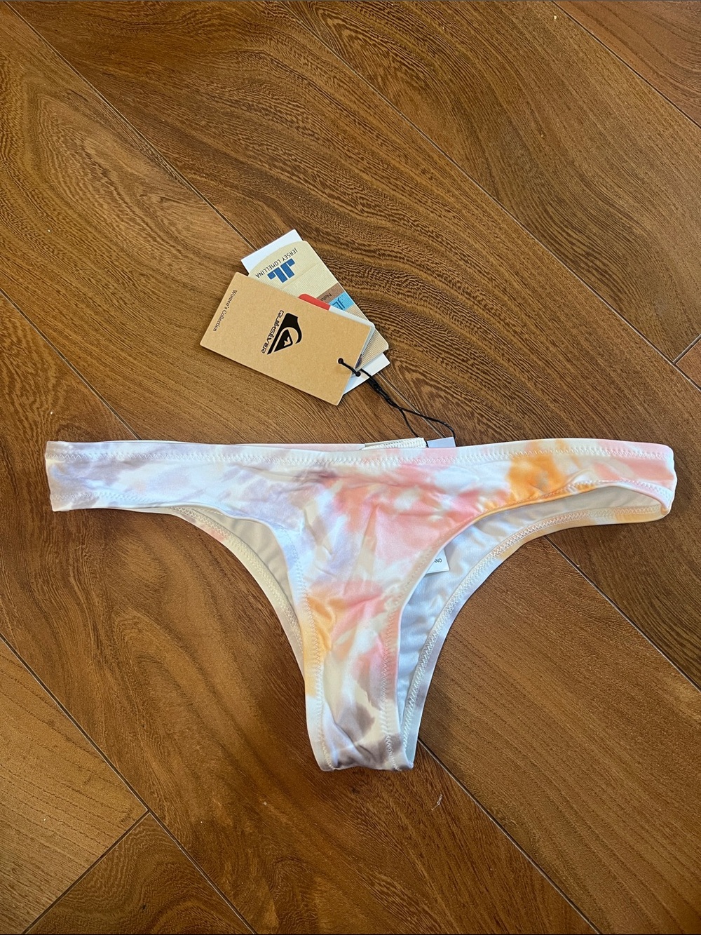 Quiksilver Women's Tie-Dye Pastel Bikini Bottoms - White, Pink, Orange